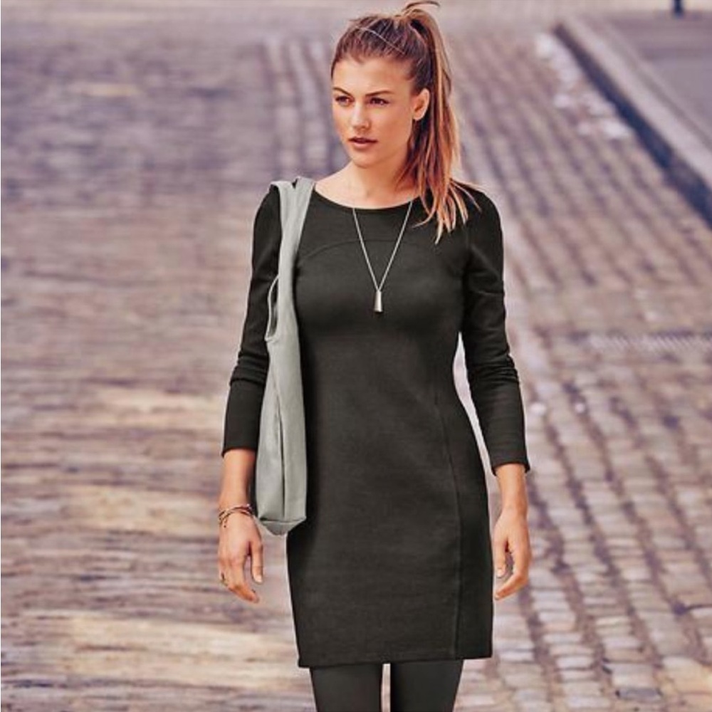 Athleta Illusion Body-Con Stretch Knit Active Long Sleeve Mini Dress M Purple